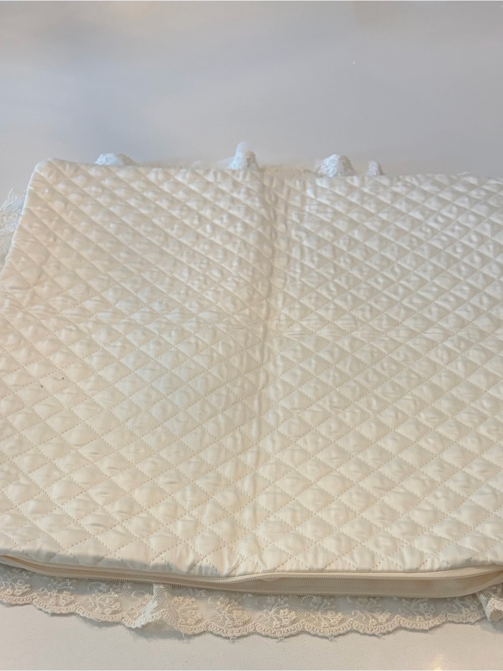 Handmade White Lace Quilted Throw Pillow Cover - purchased in Positano, Italy - Picture 2 of 3